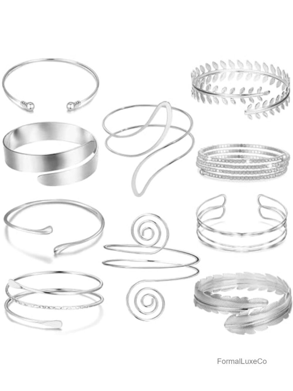 10 Pcs Arm Cuff Bracelets for Women Upper Arm Bands Adjustable